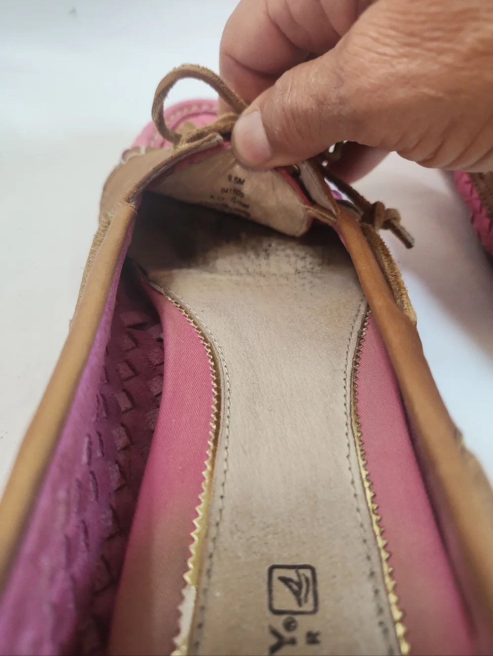Women's Sperry Top-Sider Audrey Woven Boat Shoe  Pink W Leather Trim Size 9.5 - Picture 9 of 10